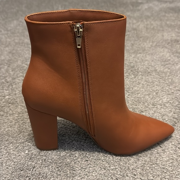Shoe Dazzle - Cognac Leather Ankle Boots - Size 12 - Picture 2 of 4